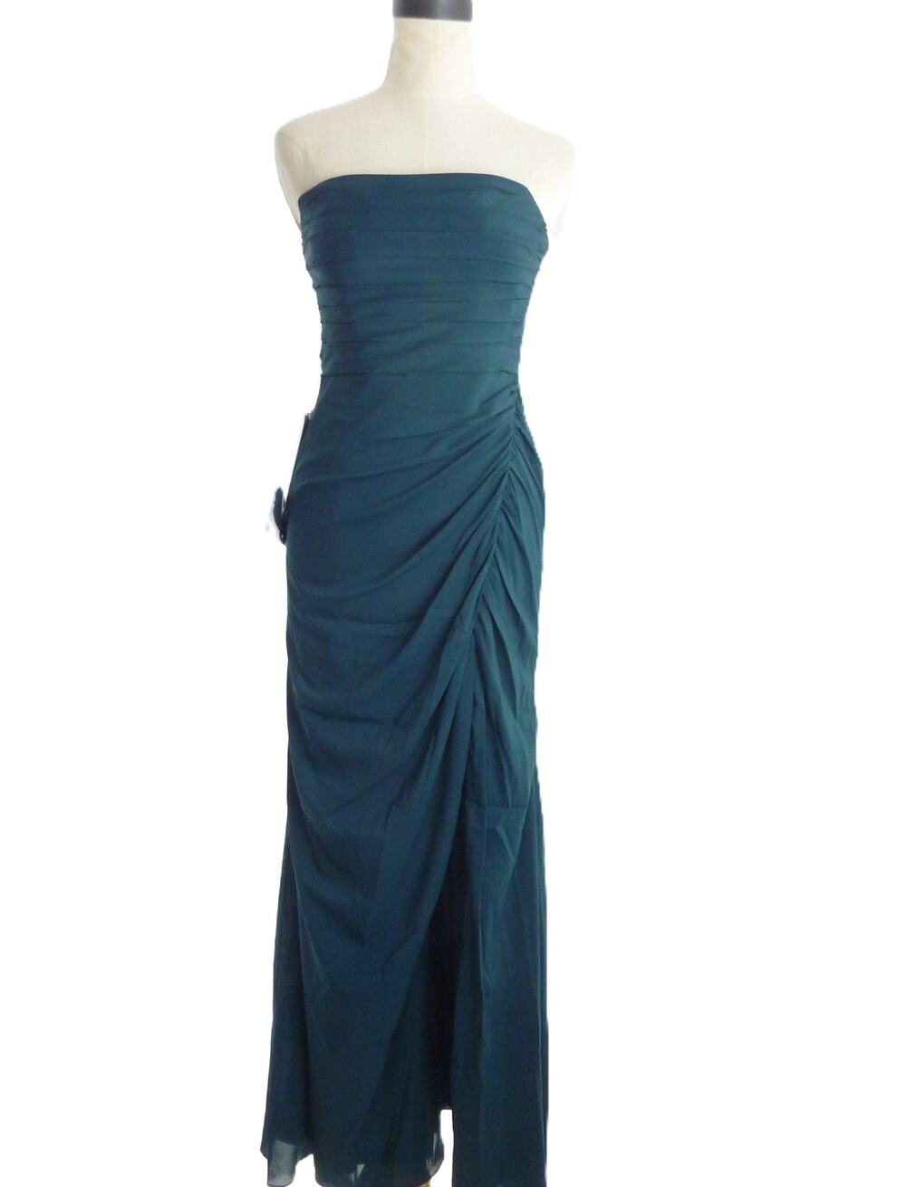 NWT Azazie Pine Sheath Square Neckline Pleated Stretch Chiffon Convertible Dress